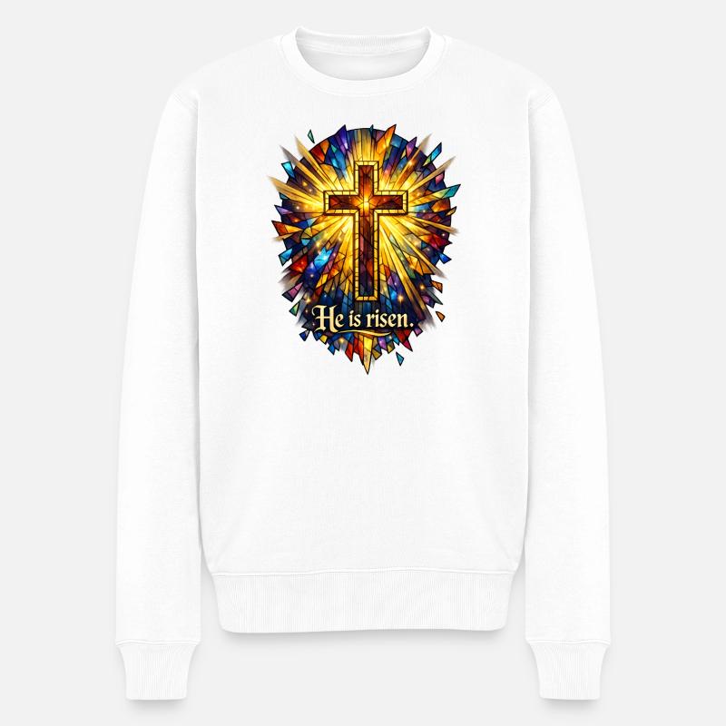 He is risen - Männer Premium Bio Pullover - Weiß