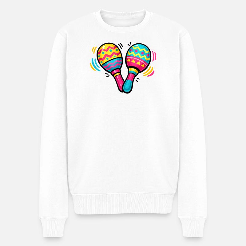 Bunte Maracas Muster - Männer Premium Bio Pullover - Weiß