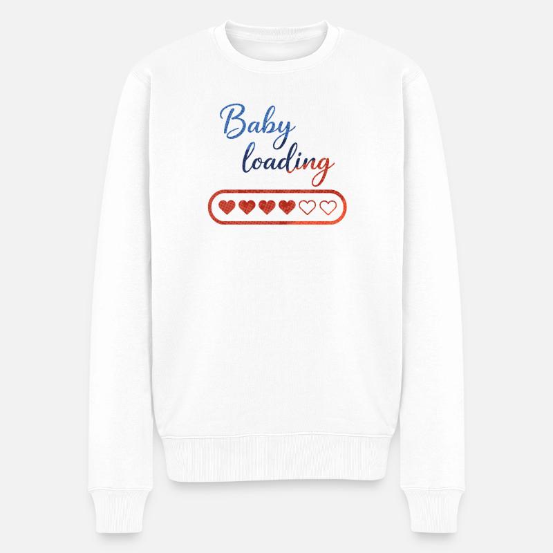 Baby Loading: Herz-Countdown - Männer Premium Bio Pullover - Weiß