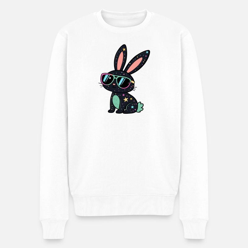 Lapin Galactique Lunettes Néon - Pull Premium bio Homme - blanc