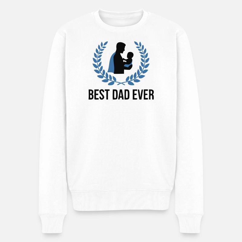 Stolzer Best Dad Ever Papa - Männer Premium Bio Pullover - Weiß