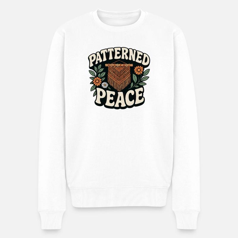 Calme à motifs | Macramé Bohême - Pull Premium bio Homme - blanc