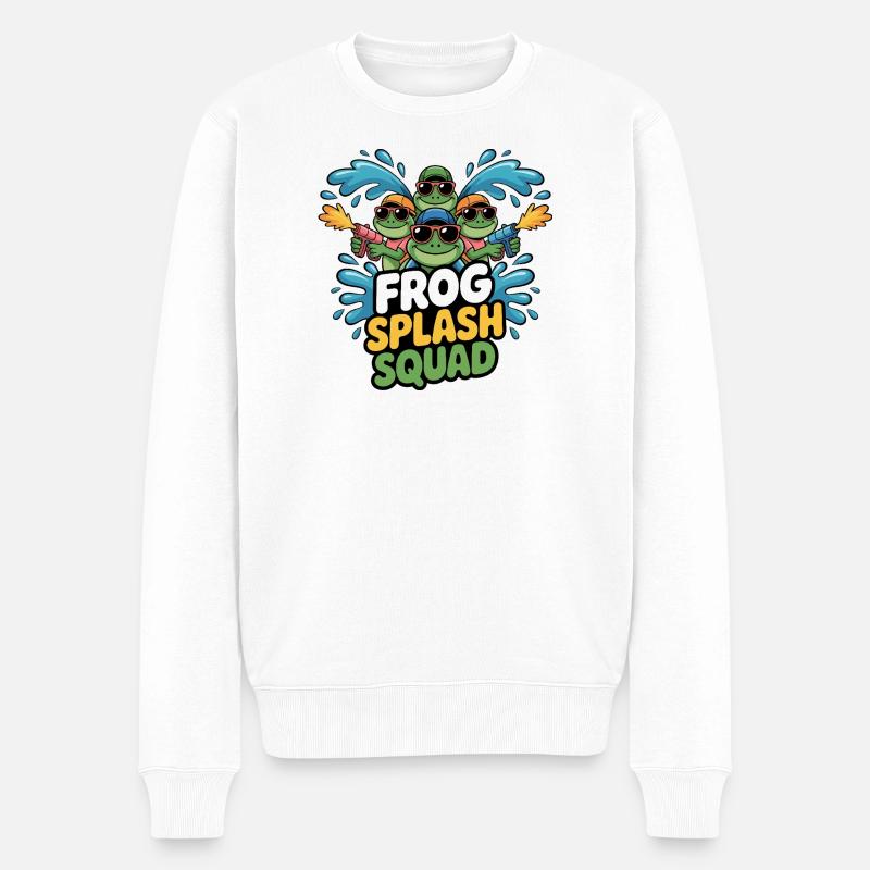 Frog Splash Squad Froschcrew - Männer Premium Bio Pullover - Weiß