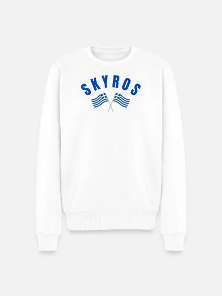 Skyros Greek Crossed Flags - Men's Premium Organic Jumper - white