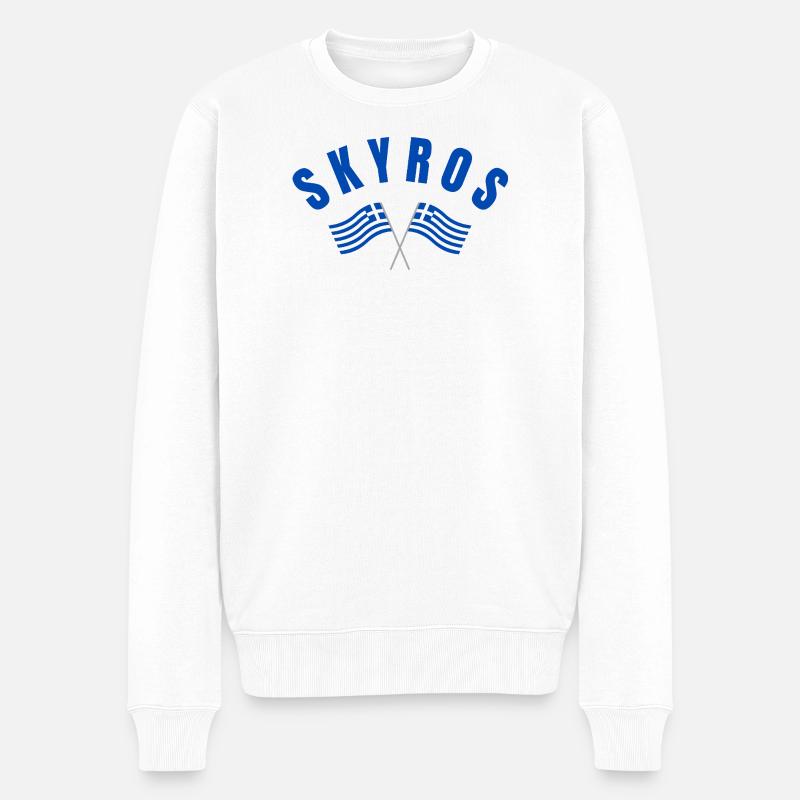 Drapeaux croisés grecs de Skyros - Pull Premium bio Homme - blanc