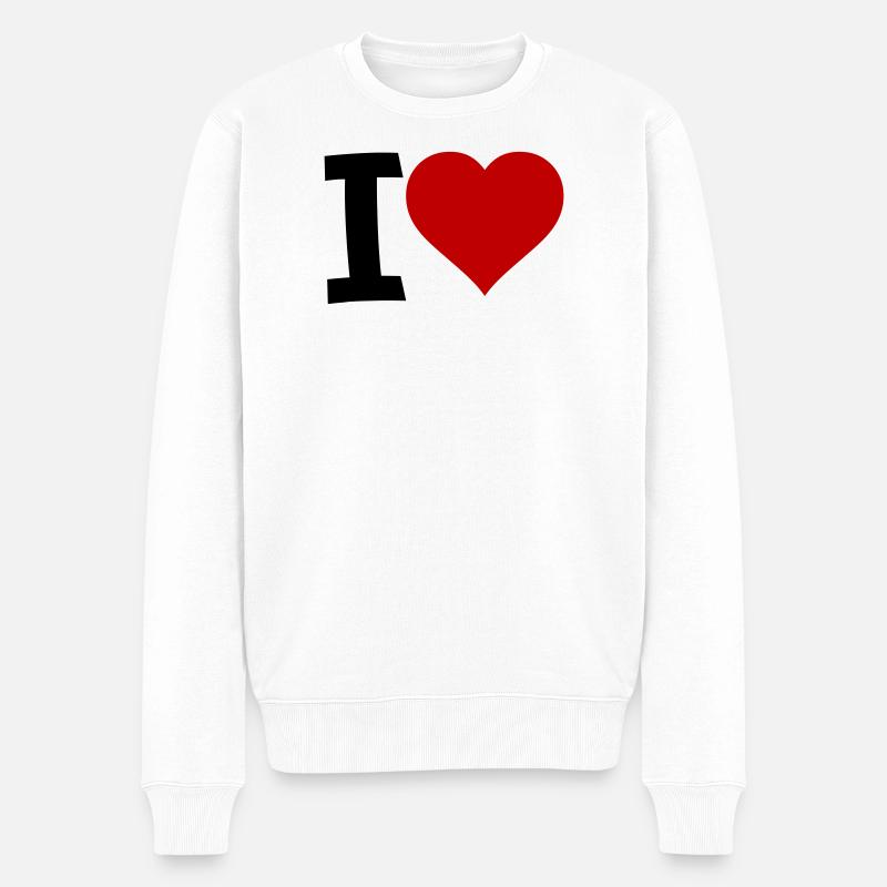 I Love - Männer Premium Bio Pullover - Weiß