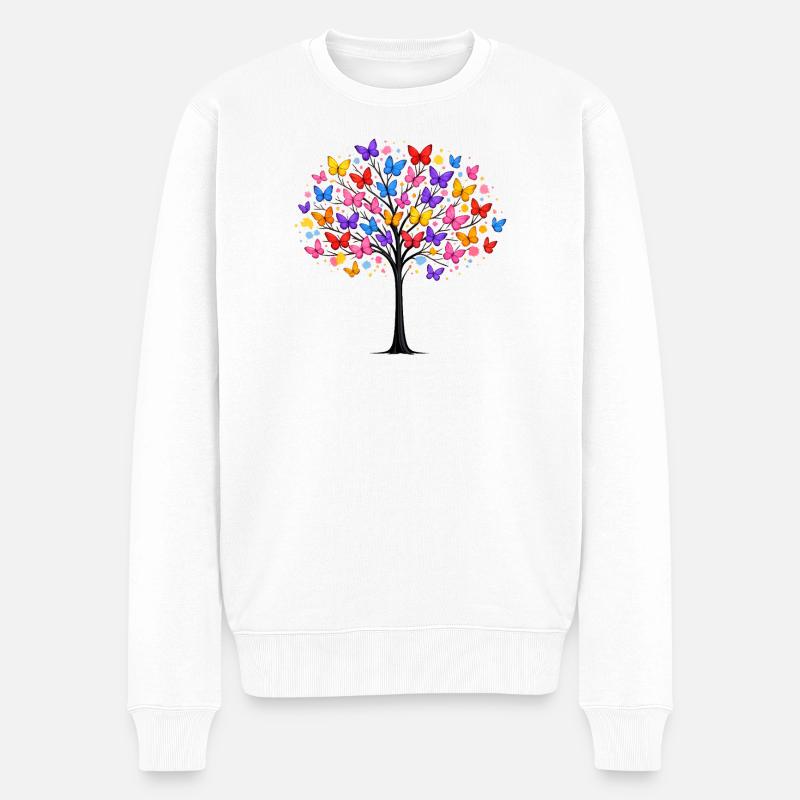 Papillons Arbre Nature Amoureux des papillons - Pull Premium bio Homme - blanc