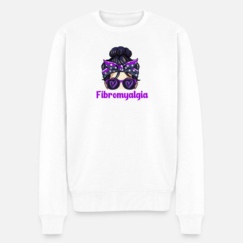 Fibro Fibromyalgie - Männer Premium Bio Pullover - Weiß