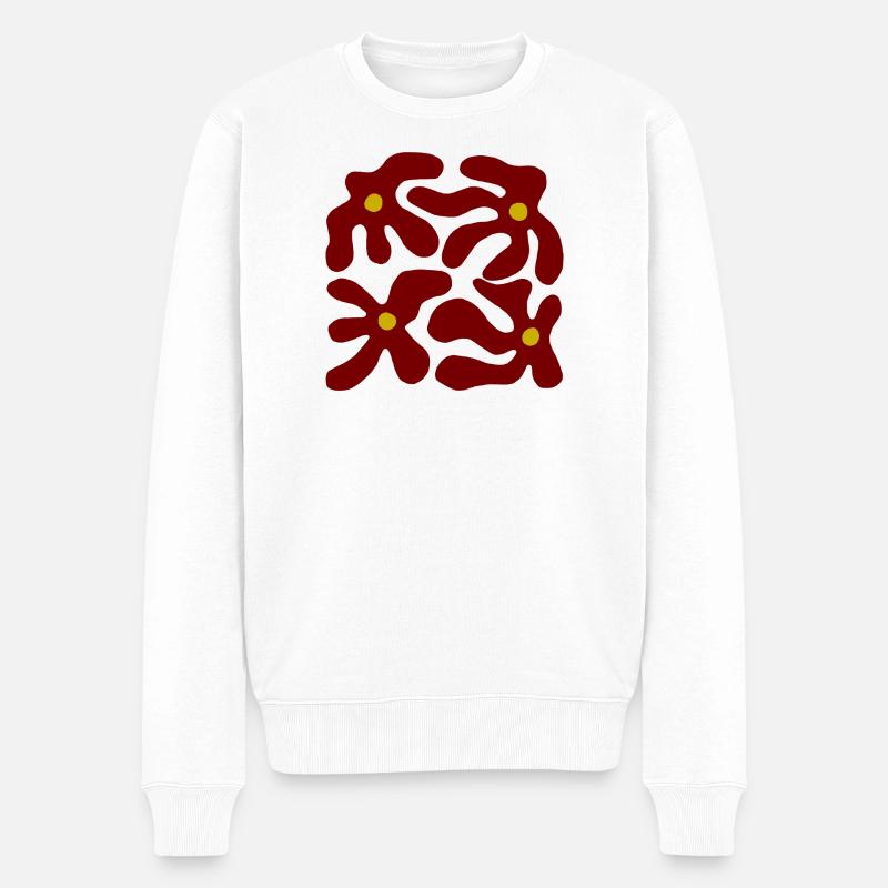 Rote Blumen Organisches transparentes Design -V3 - Männer Premium Bio Pullover - Weiß