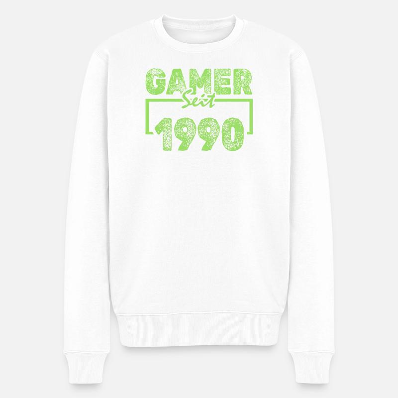 1990 - Männer Premium Bio Pullover - Weiß