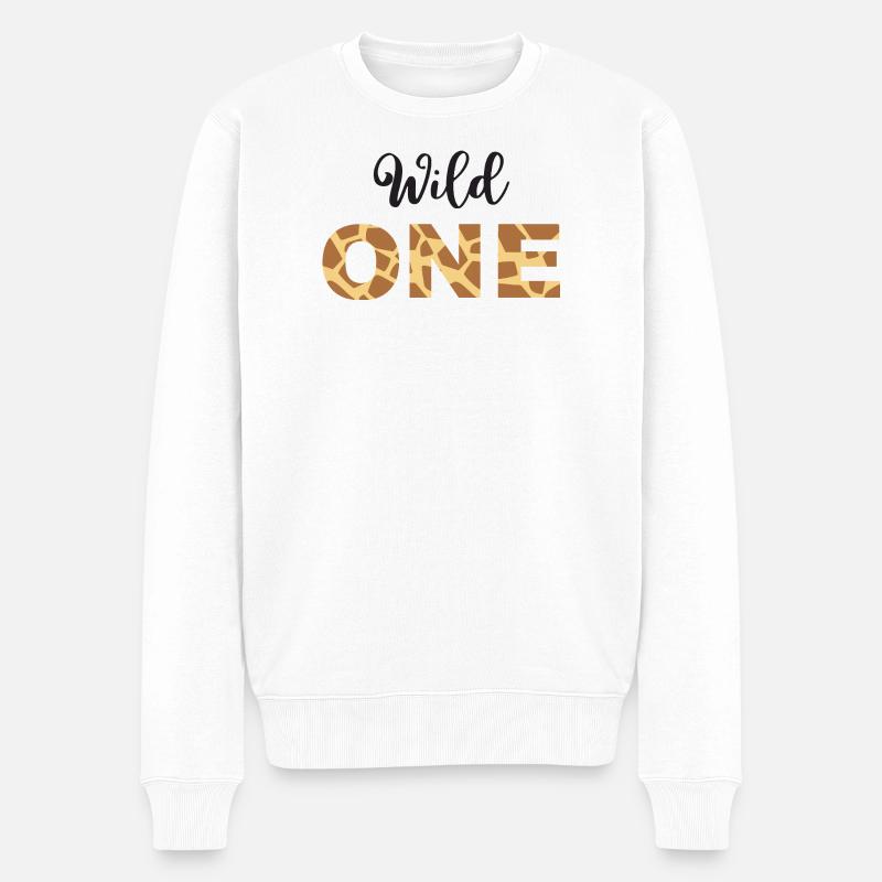Wild One Giraffen-Druckbuchstaben - Männer Premium Bio Pullover - Weiß