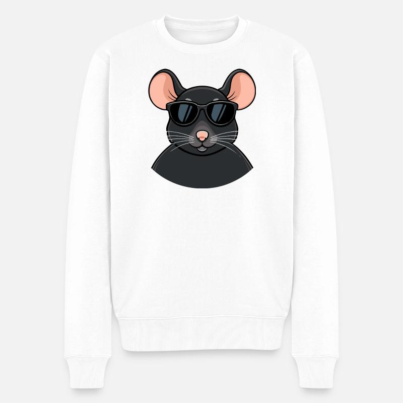 Souris chic lunettes noires - Pull Premium bio Homme - blanc