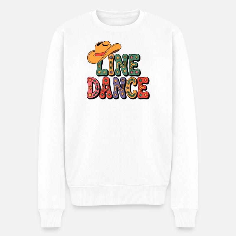 Line Dance Retro Cowboyhut - Männer Premium Bio Pullover - Weiß