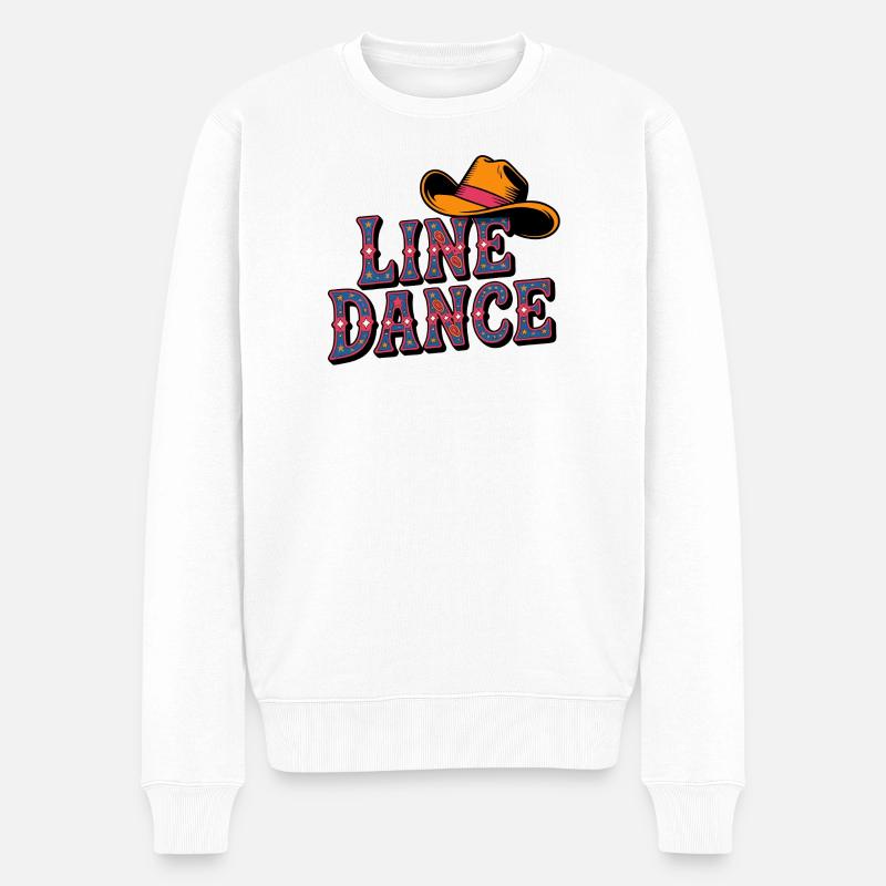 Line Dance Cowboyhut - Männer Premium Bio Pullover - Weiß