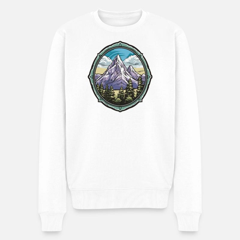 Bergpanorama im Waldrahmen - Männer Premium Bio Pullover - Weiß