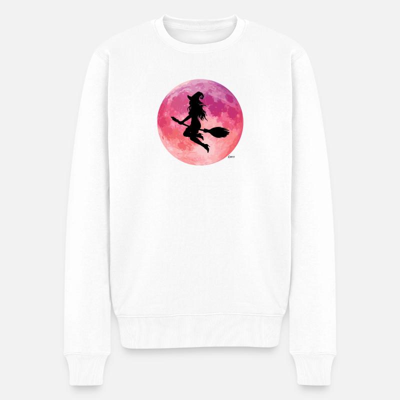 Silhouette du vol nocturne de la Lune Rose - Pull Premium bio Homme - blanc