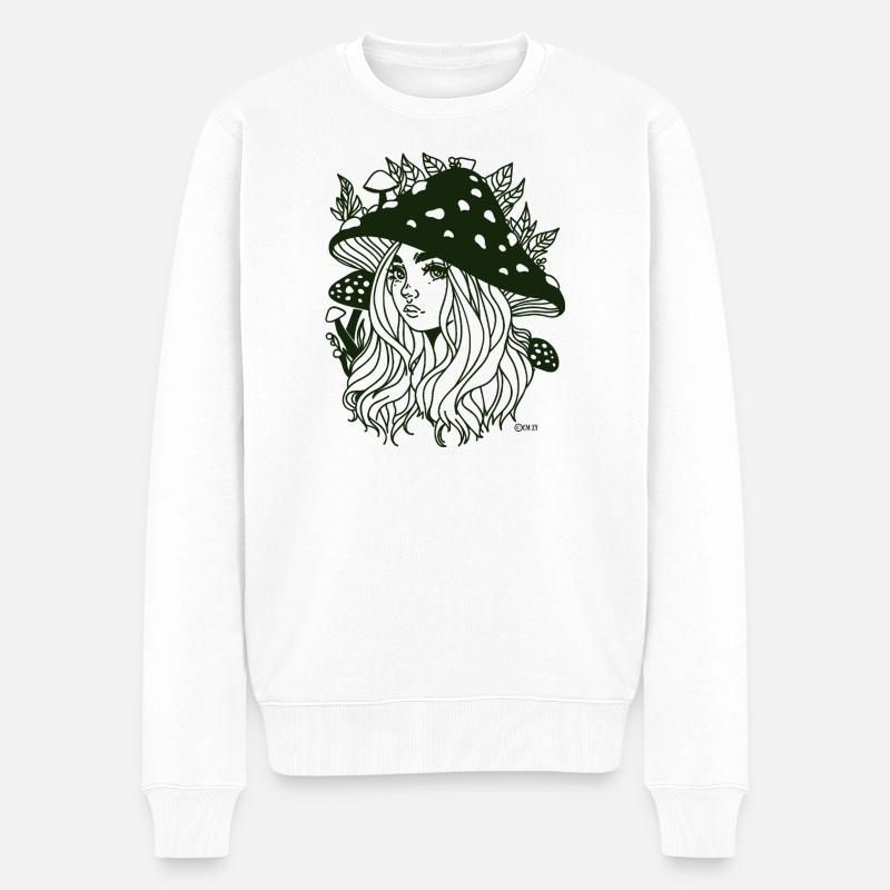 Grüne Frau des Waldes - Männer Premium Bio Pullover - Weiß