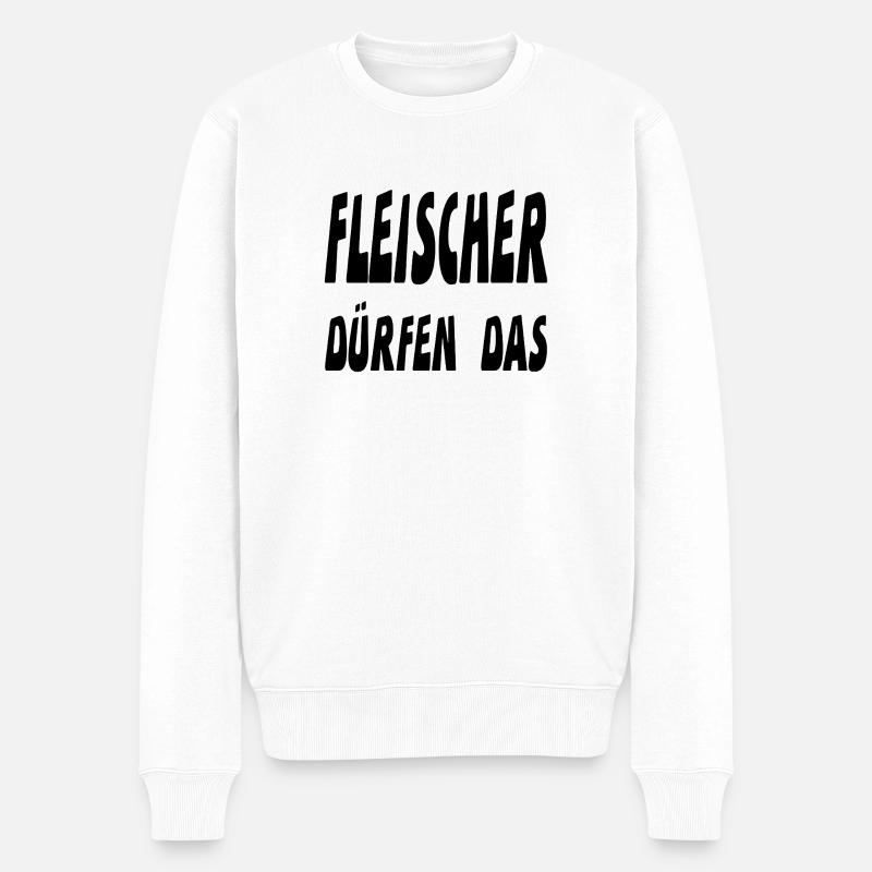 Fleischer - Männer Premium Bio Pullover - Weiß
