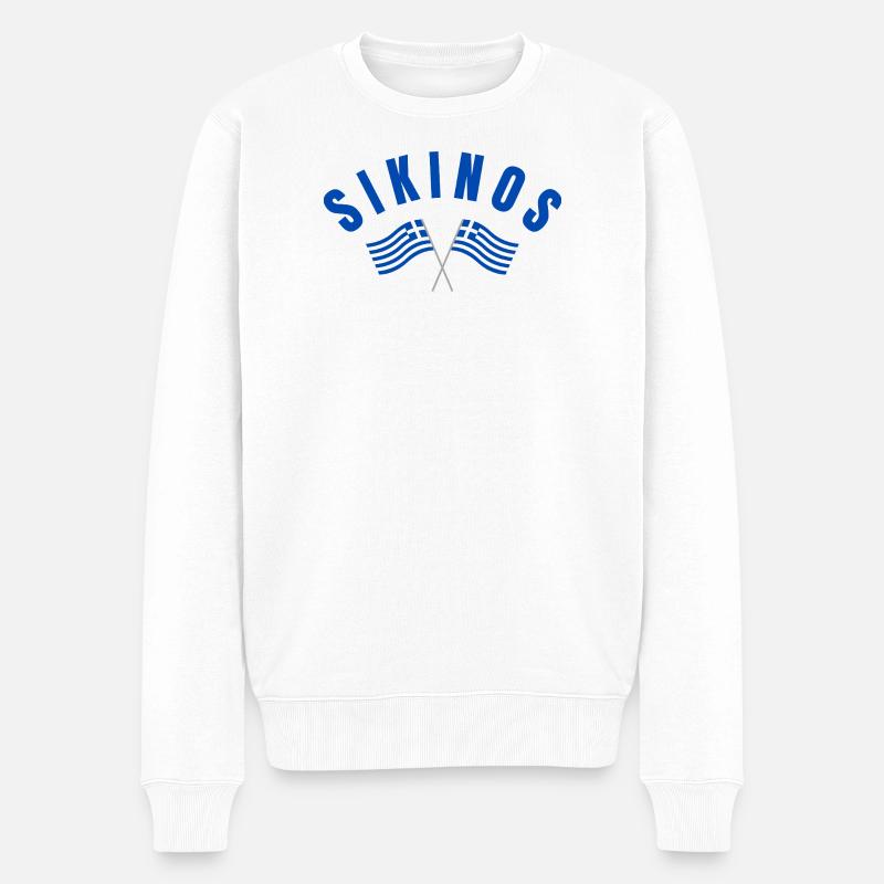 Drapeaux grecs de Sikinos - Pull Premium bio Homme - blanc