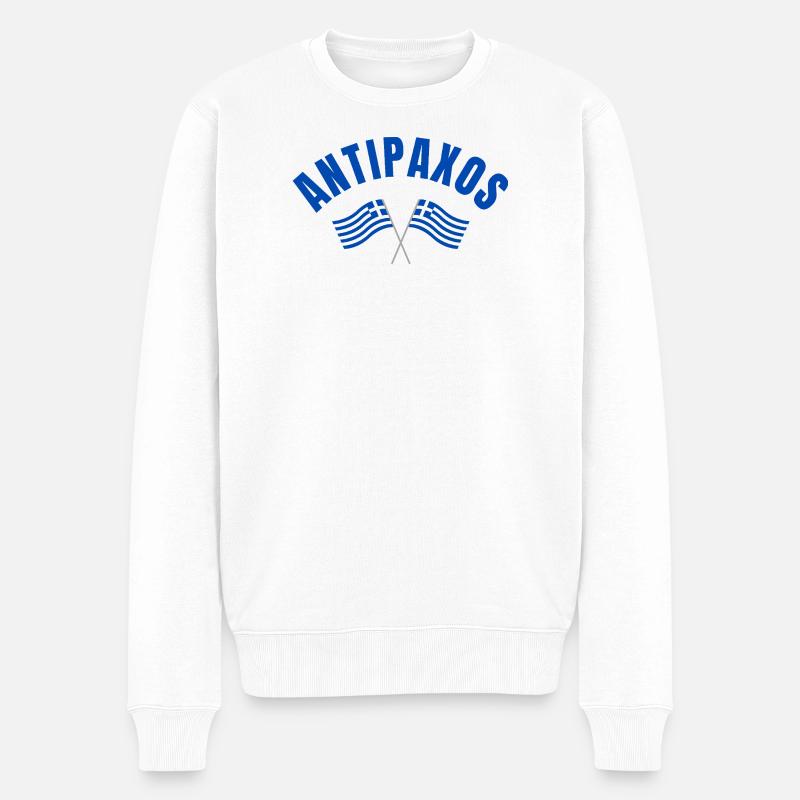 Drapeaux grecs Antipaxos - Pull Premium bio Homme - blanc