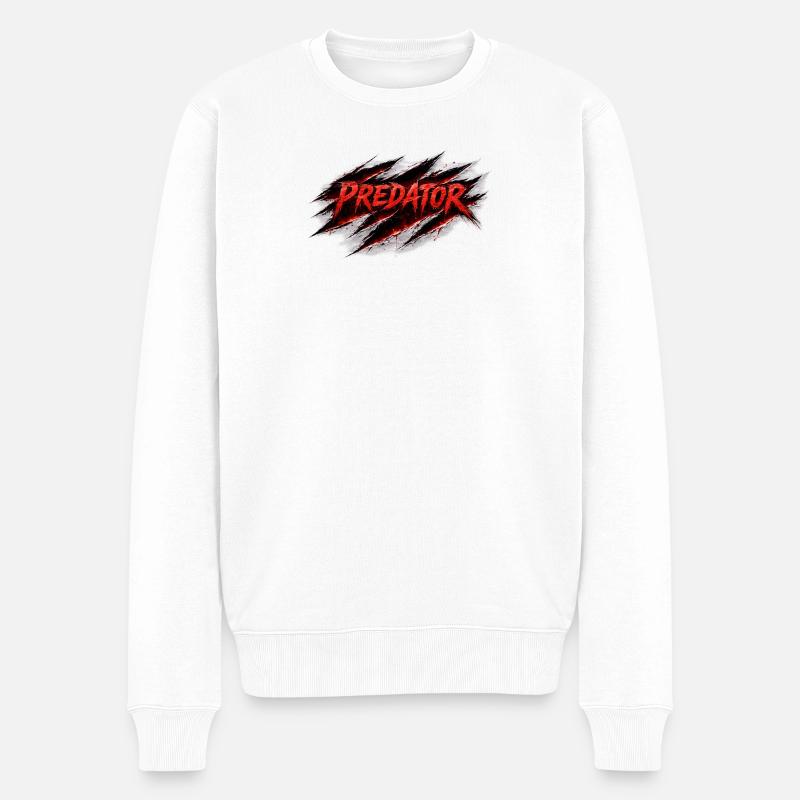 Raubtier-Kratz Retro-Style - Männer Premium Bio Pullover - Weiß