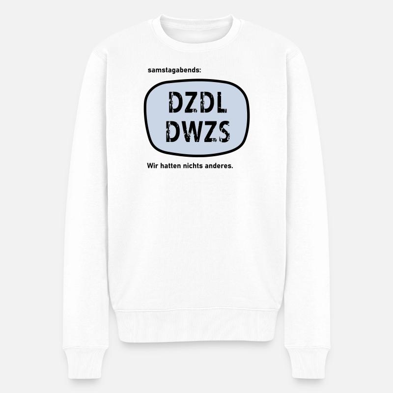 Fernsehunterhaltung meiner Jugend - Männer Premium Bio Pullover - Weiß