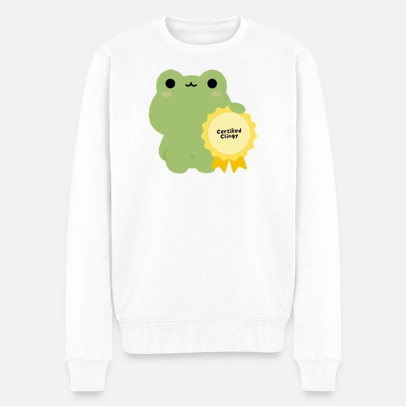 Zertifiziertes Klammerfrosch-Abzeichen - Männer Premium Bio Pullover - Weiß