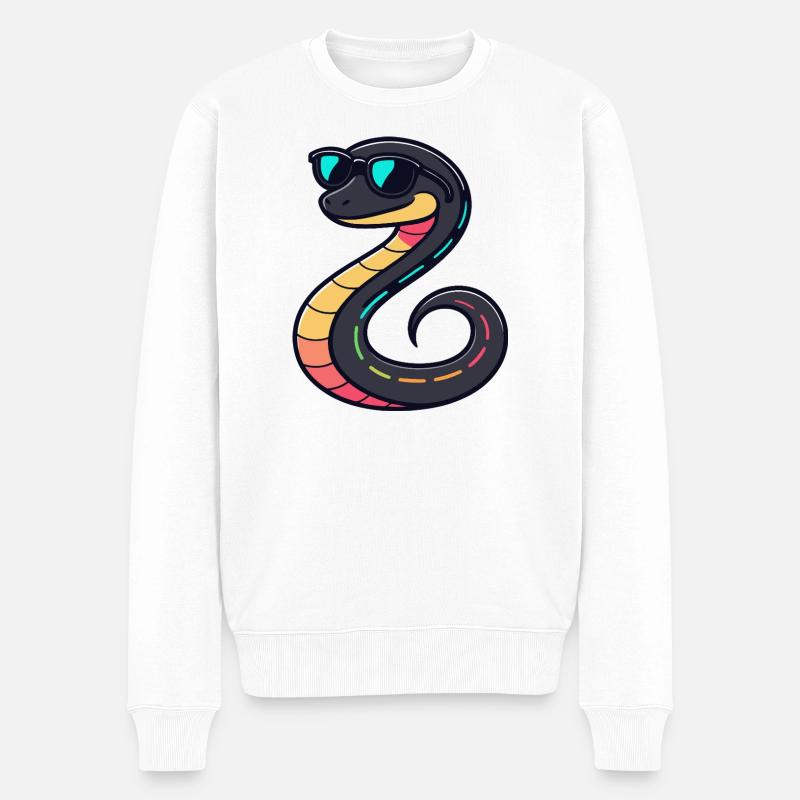 Serpent néon avec lunettes - Pull Premium bio Homme - blanc