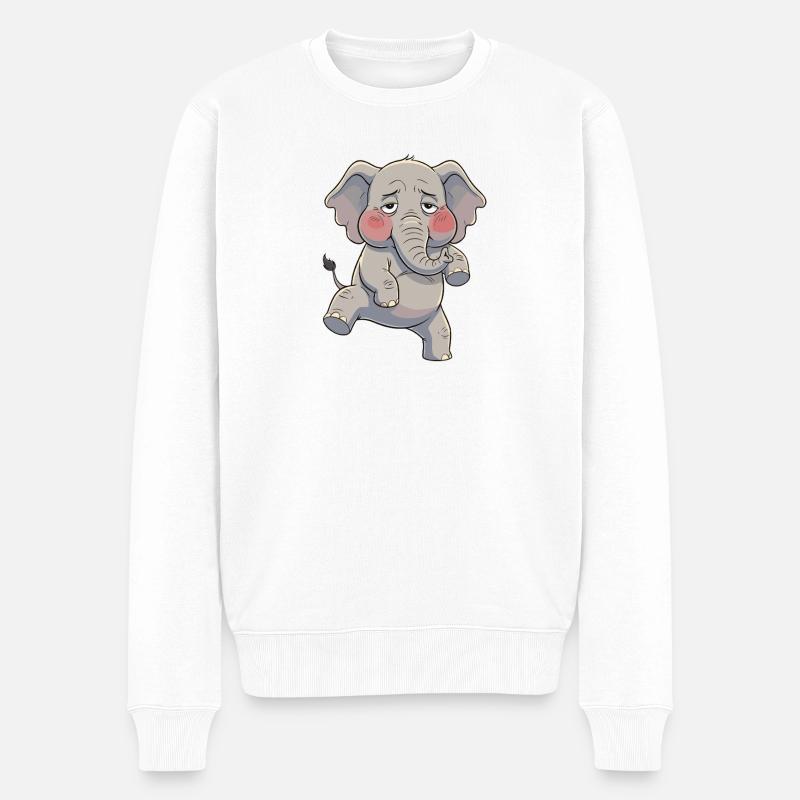 Kuscheliges Elefantenbaby - Männer Premium Bio Pullover - Weiß