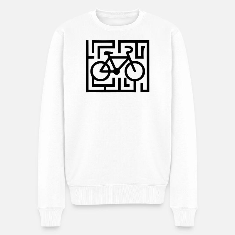 Kniffliges Fahrrad Labyrinth Rätsel - Männer Premium Bio Pullover - Weiß