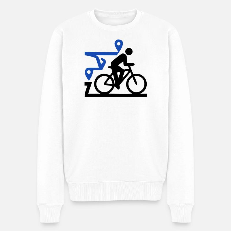  Epische Fahrrad Tour Route Map - Männer Premium Bio Pullover - Weiß