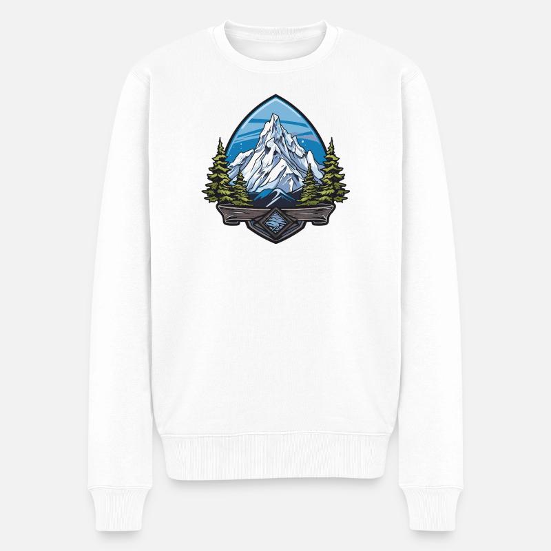 Gipfellicht Berglandschaft Abzeichen - Männer Premium Bio Pullover - Weiß