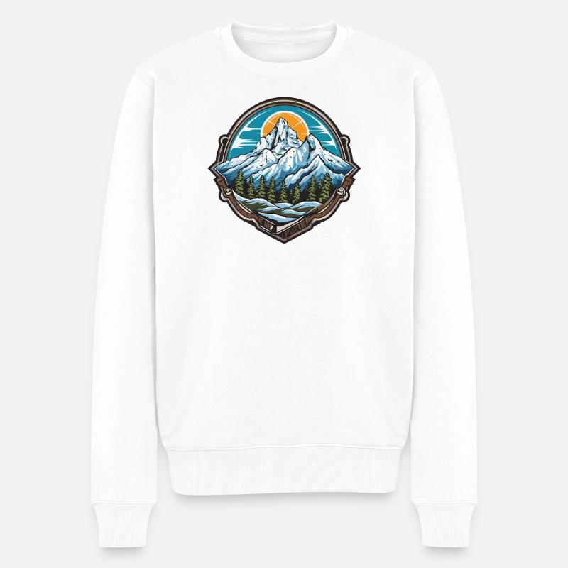 Alpen-Dämmerung Berge - Männer Premium Bio Pullover - Weiß
