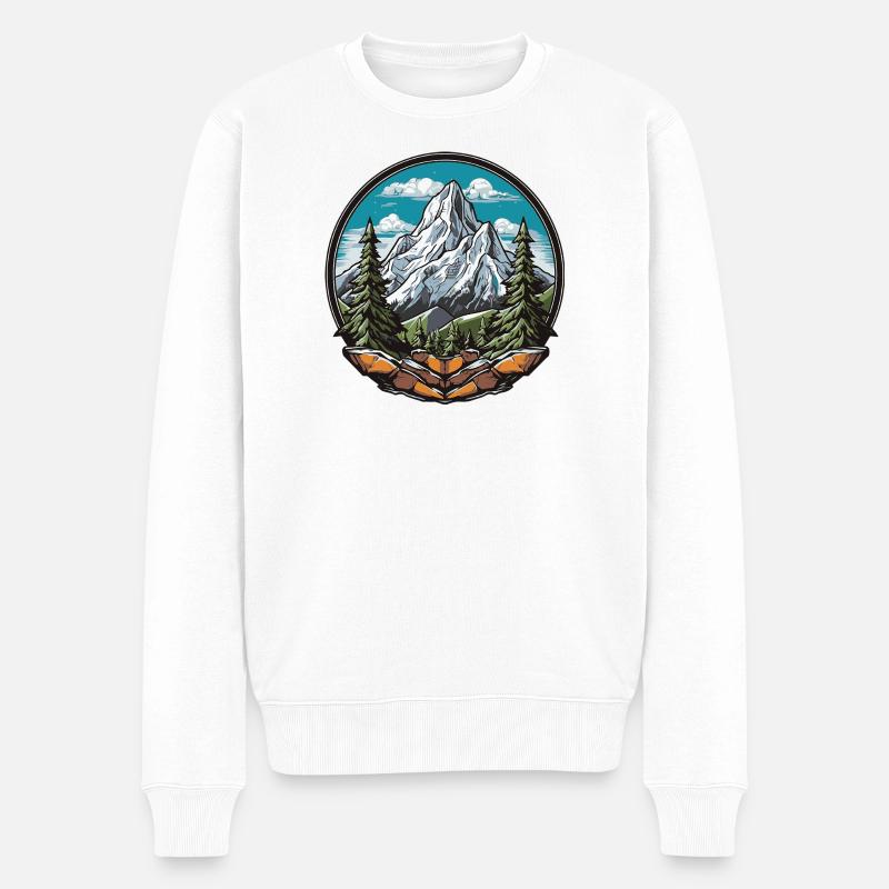 Gipfeltraum im Waldpanorama - Männer Premium Bio Pullover - Weiß