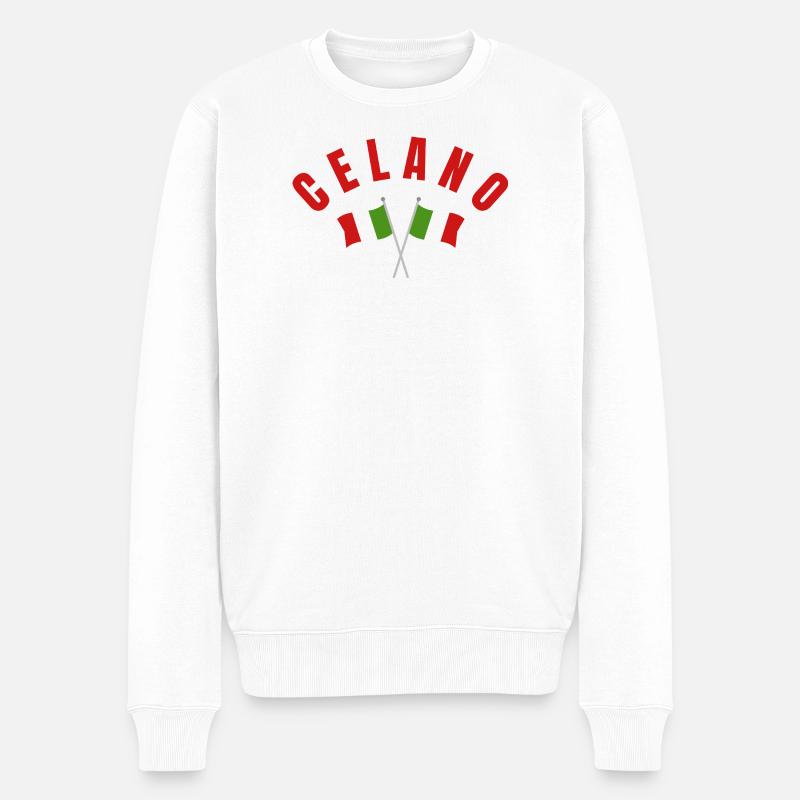 Celano Italienische Flaggen - Männer Premium Bio Pullover - Weiß