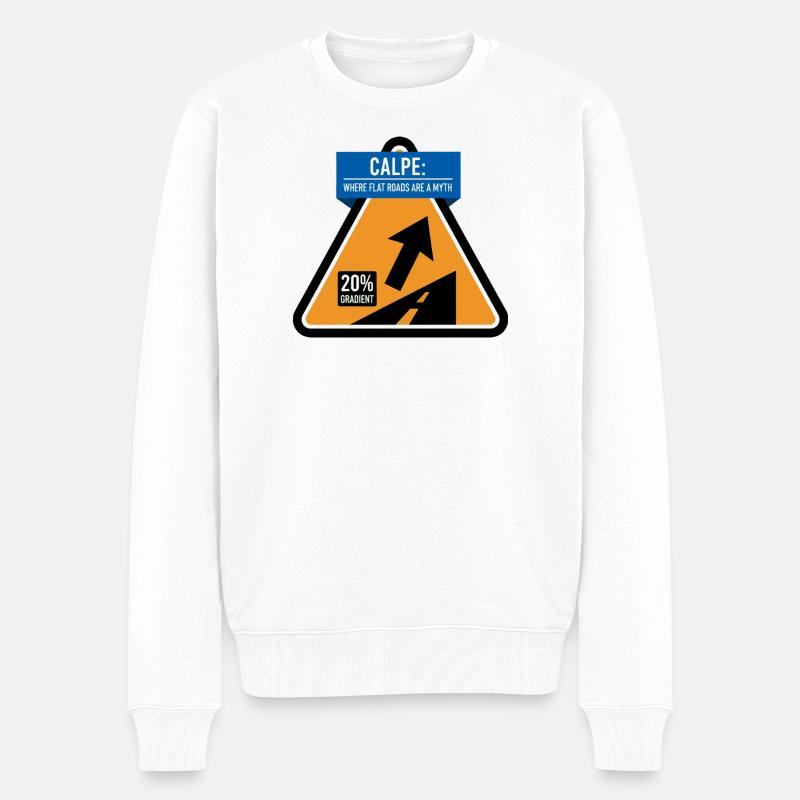 Panneau routier raide de Calpe Cycling - Pull Premium bio Homme - blanc