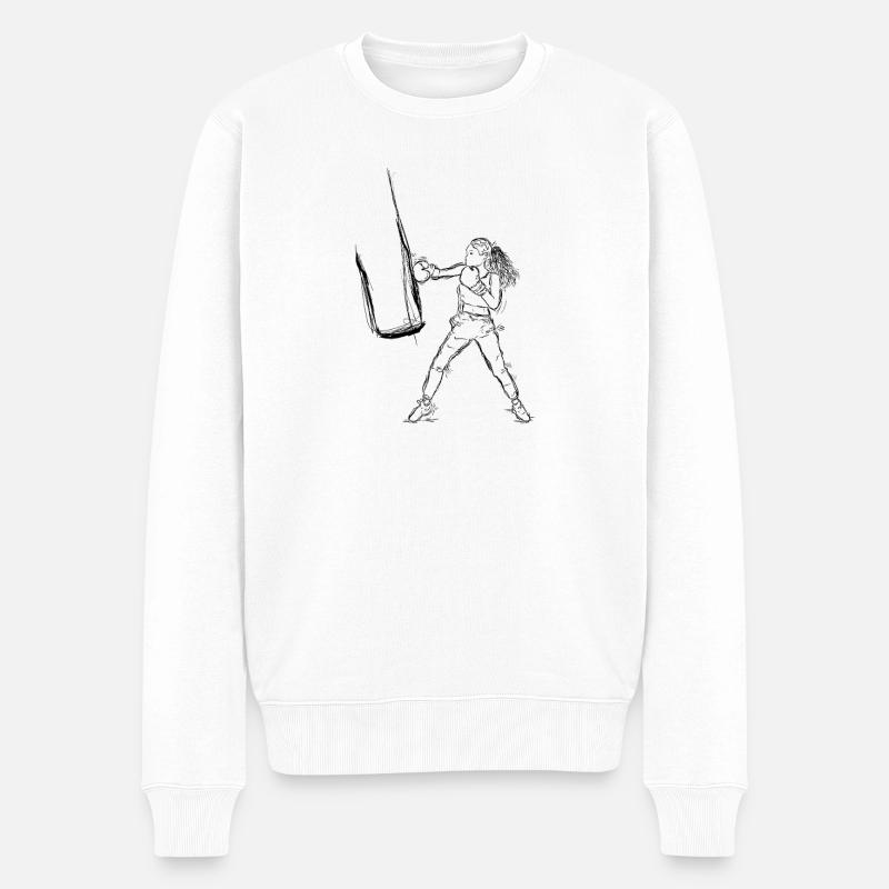 Weiblicher Boxer - Männer Premium Bio Pullover - Weiß