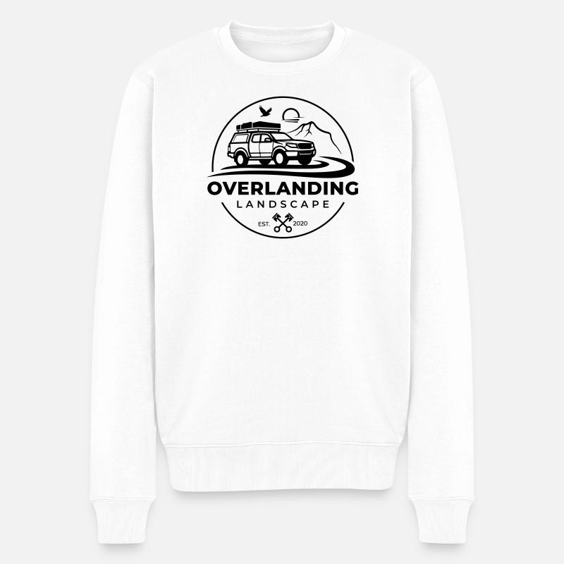 Paysage d’Overlanding Round Black - Pull Premium bio Homme - blanc