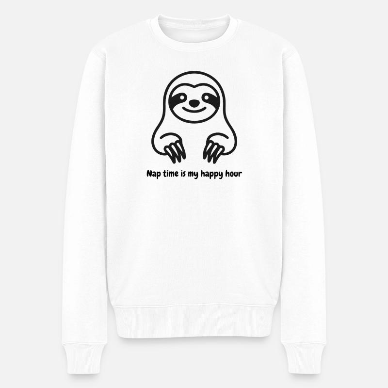 Kuscheliges Faultier Cartoon - Männer Premium Bio Pullover - Weiß