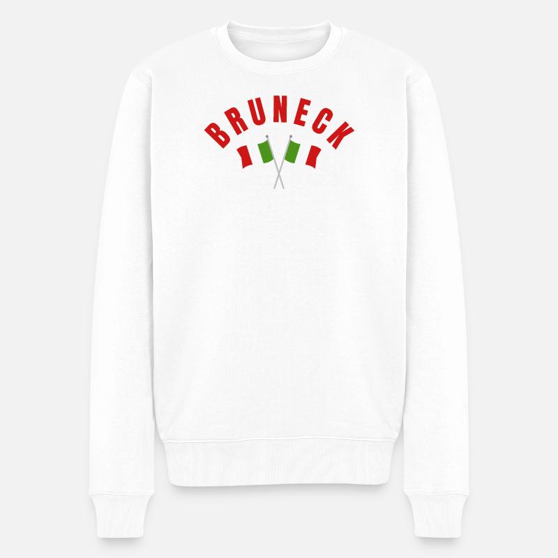 Bruneck-Kreuzitalien-Flaggen - Männer Premium Bio Pullover - Weiß