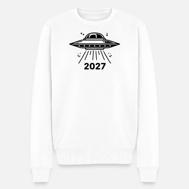 Ufo schwarz - Männer Premium Bio Pullover - Weiß