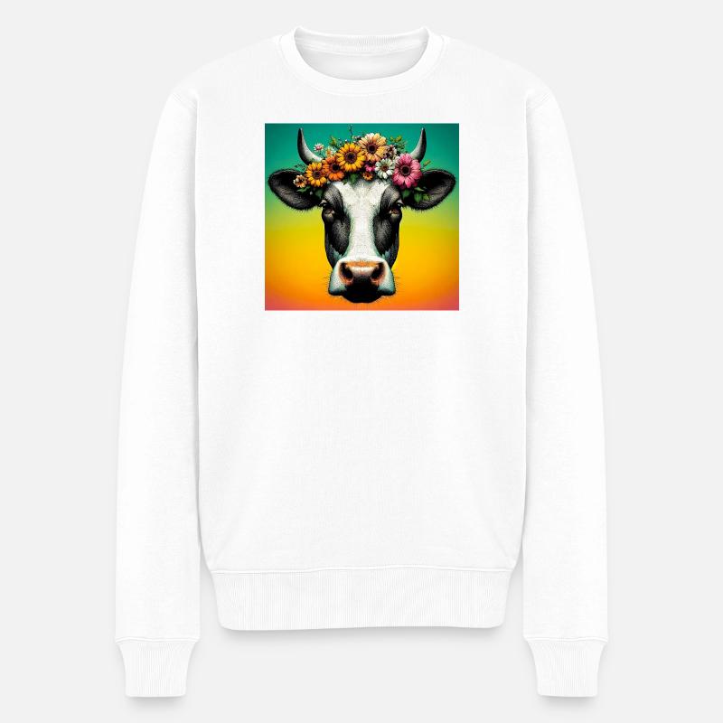 cow - Men's Premium Organic Jumper - white