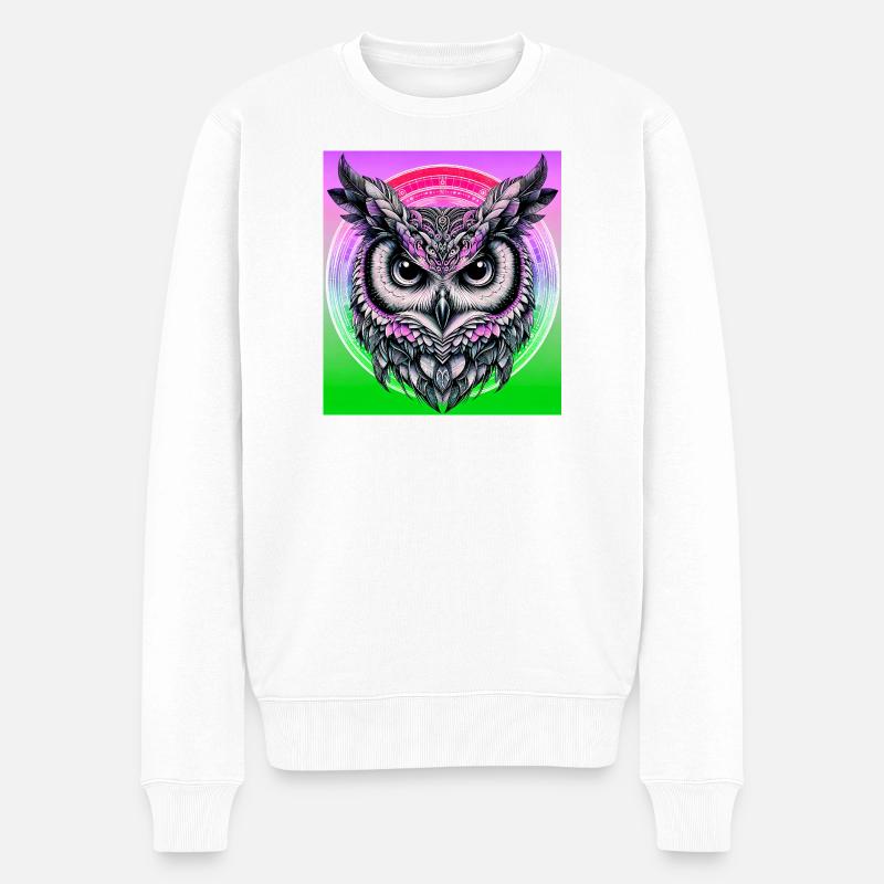 Eule - Männer Premium Bio Pullover - Weiß