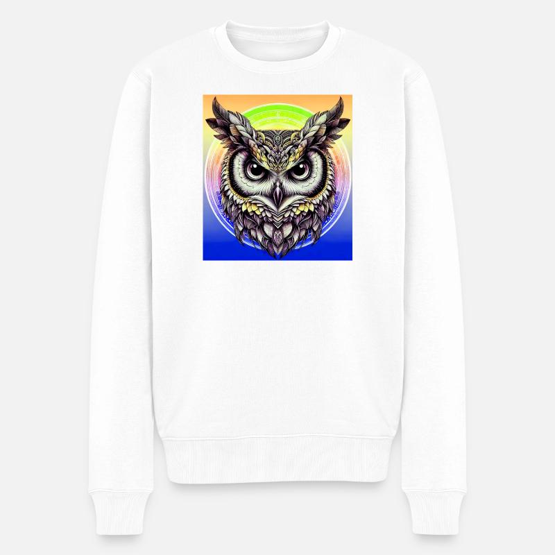 Eule - Männer Premium Bio Pullover - Weiß
