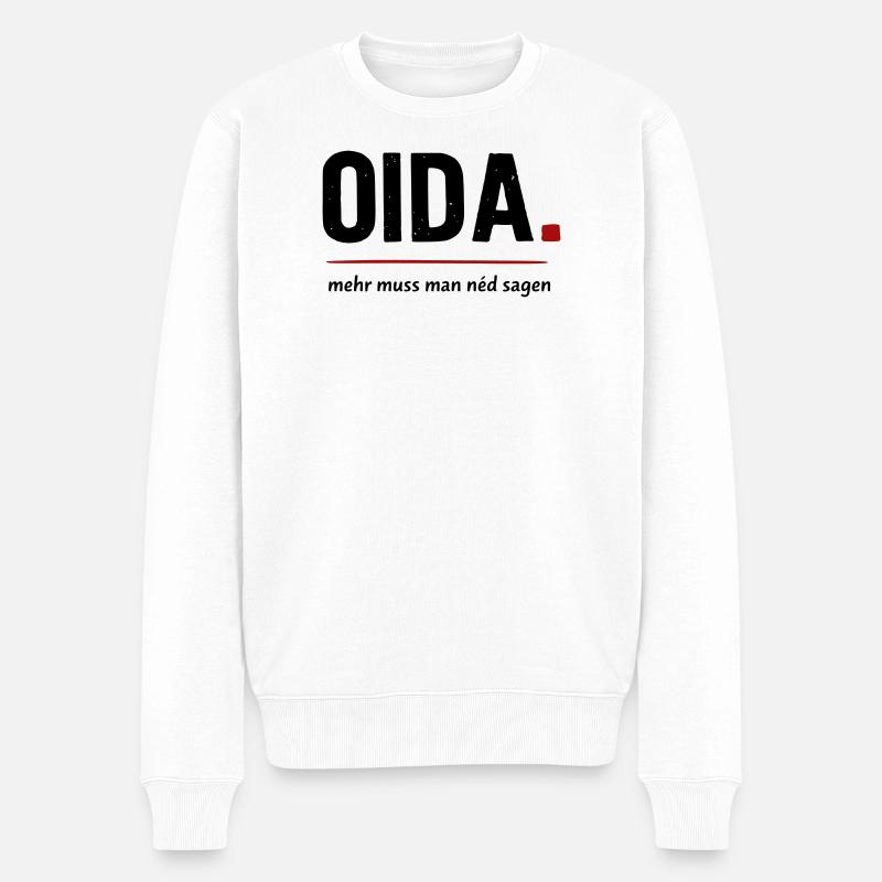 OIDA Logo mit roter Linie - Männer Premium Bio Pullover - Weiß