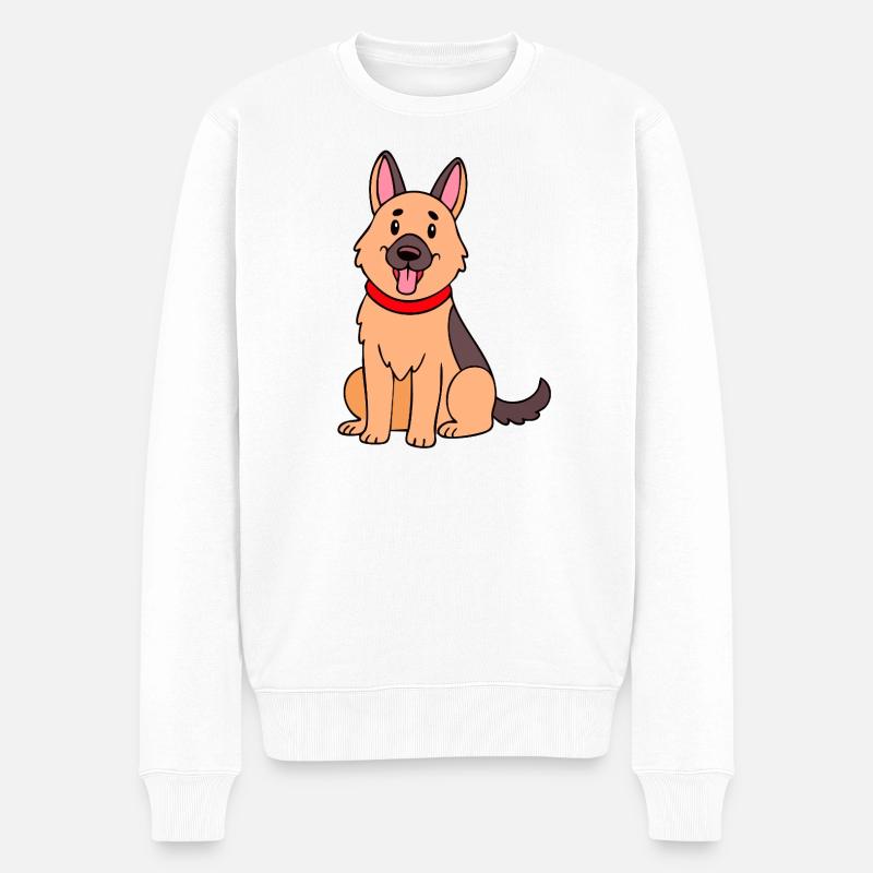 Niedlicher Schäferhund (Comic) - Männer Premium Bio Pullover - Weiß