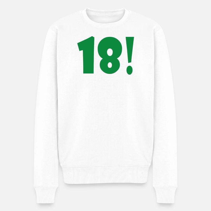 Vert 18 ! Impression exclusive - Pull Premium bio Homme - blanc