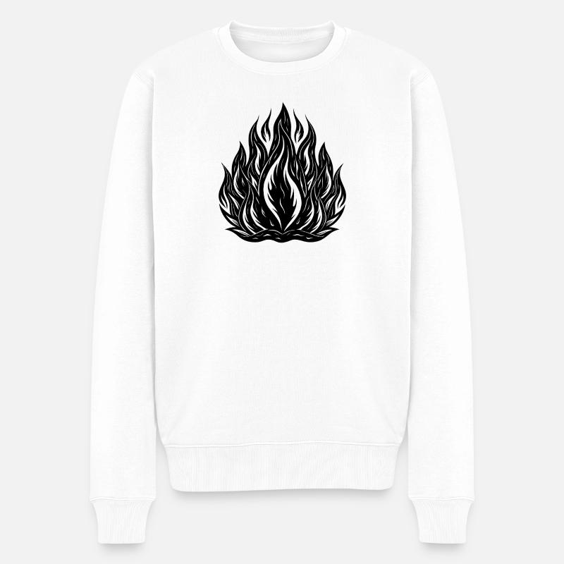 Flammen - Männer Premium Bio Pullover - Weiß