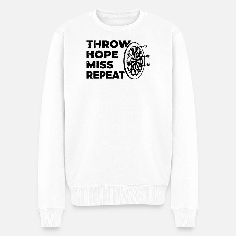 Dartspieler Spruch - Männer Premium Bio Pullover - Weiß