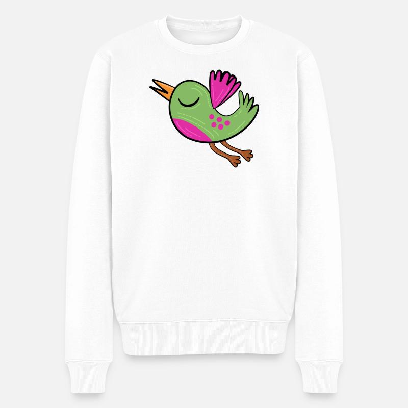 Kleiner Grüner Vogel - Männer Premium Bio Pullover - Weiß